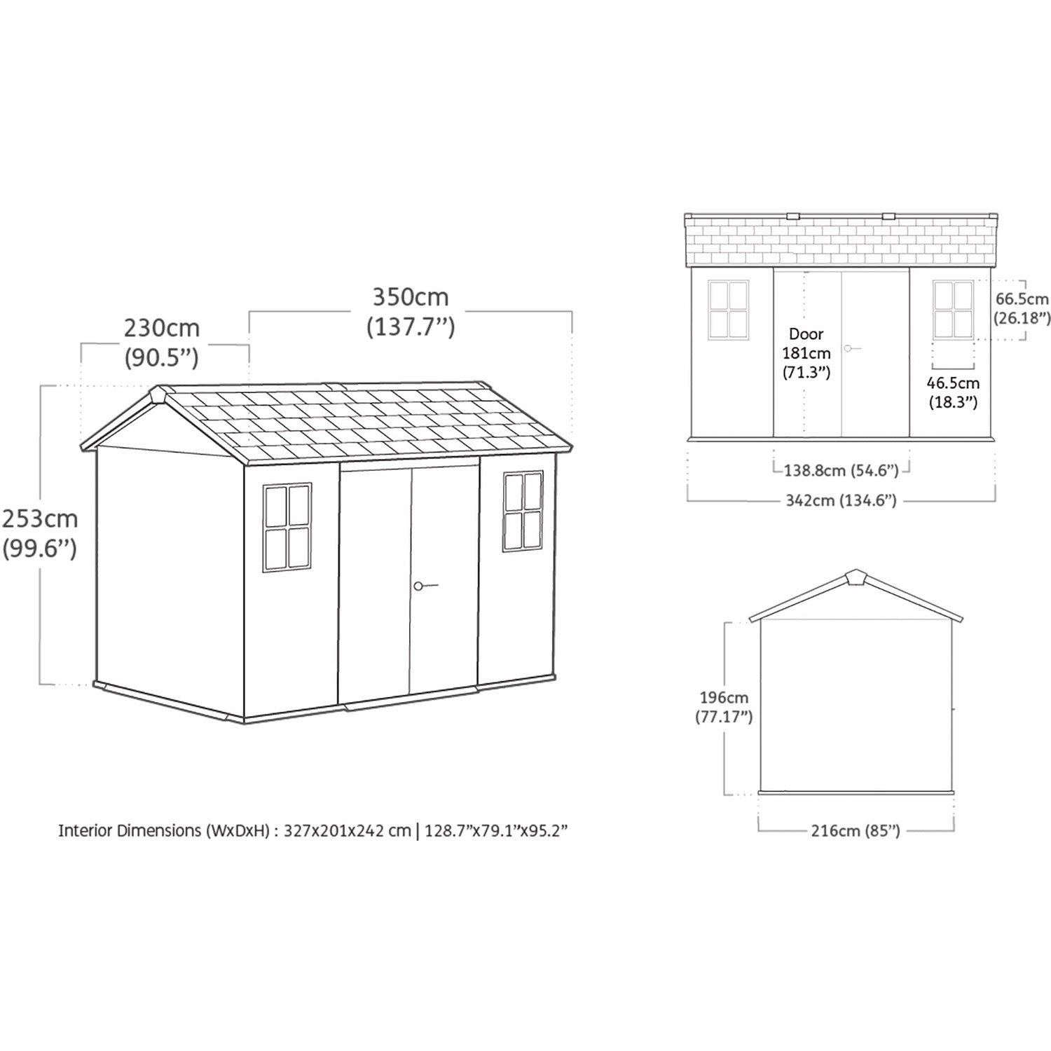 KETER - Casetta da giardino grande grigio Oakland 1175SD - h253x350x230 cm