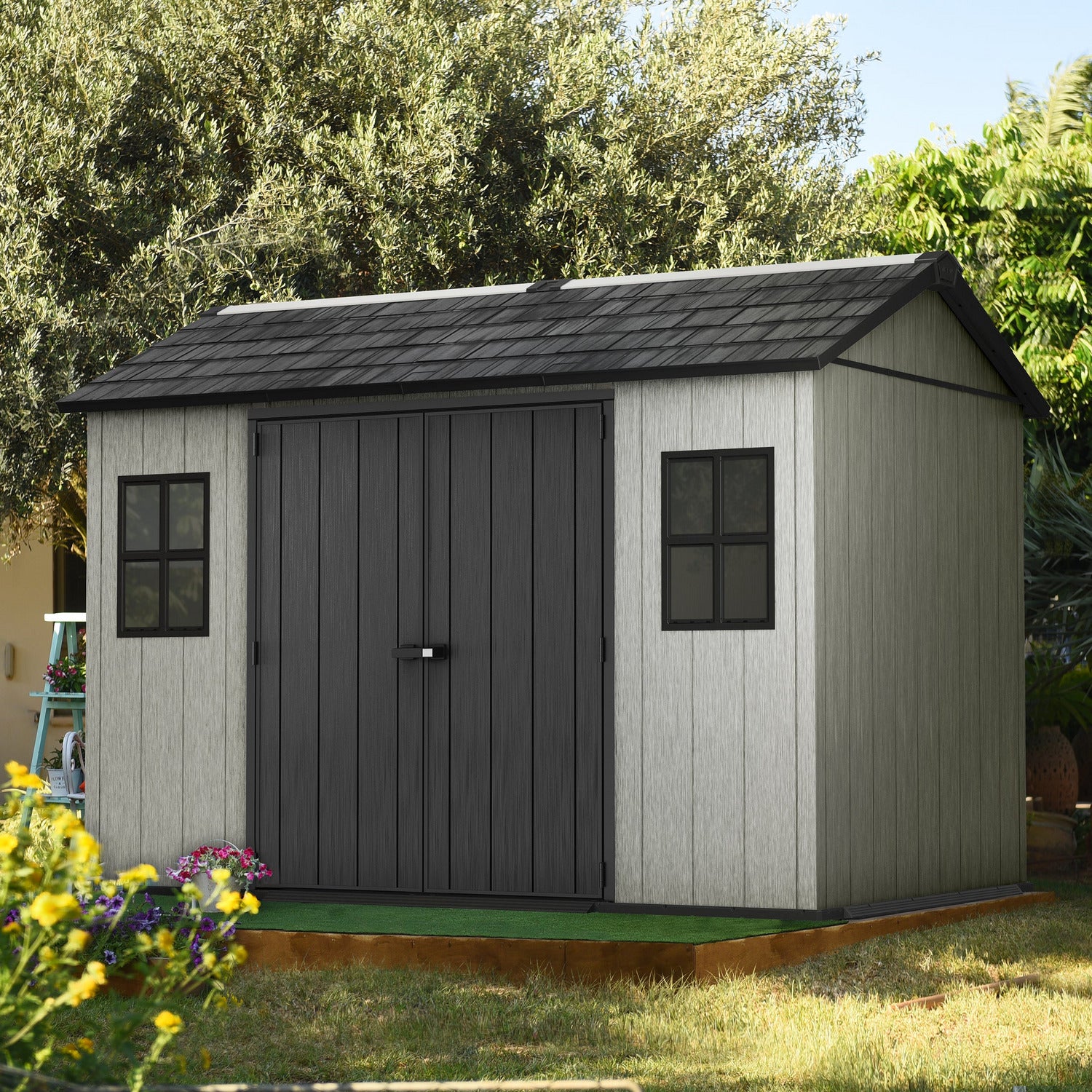 KETER - Casetta da giardino grande grigio Oakland 1175SD - h253x350x230 cm