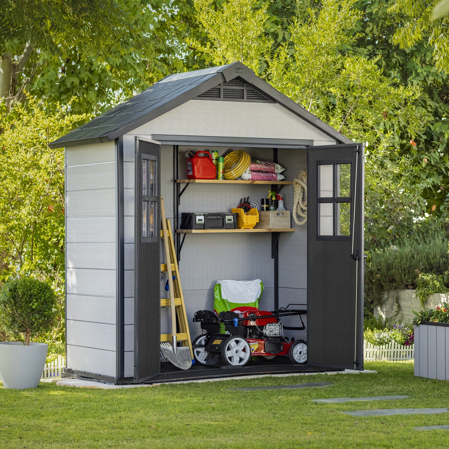 KETER - Casetta da giardino grande grigio Oakland 754 - h253x230x125 cm