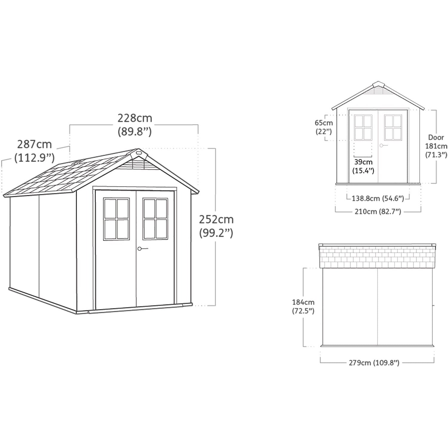 KETER - Casetta da giardino grande grigio Newton 759 - h252x287x228 cm