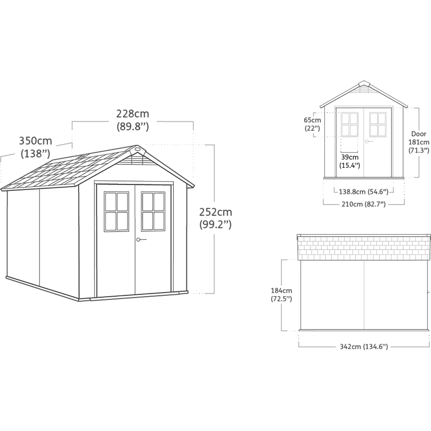 KETER - Casetta da giardino grande grigio Newton 7511 - h252x250x228 cm