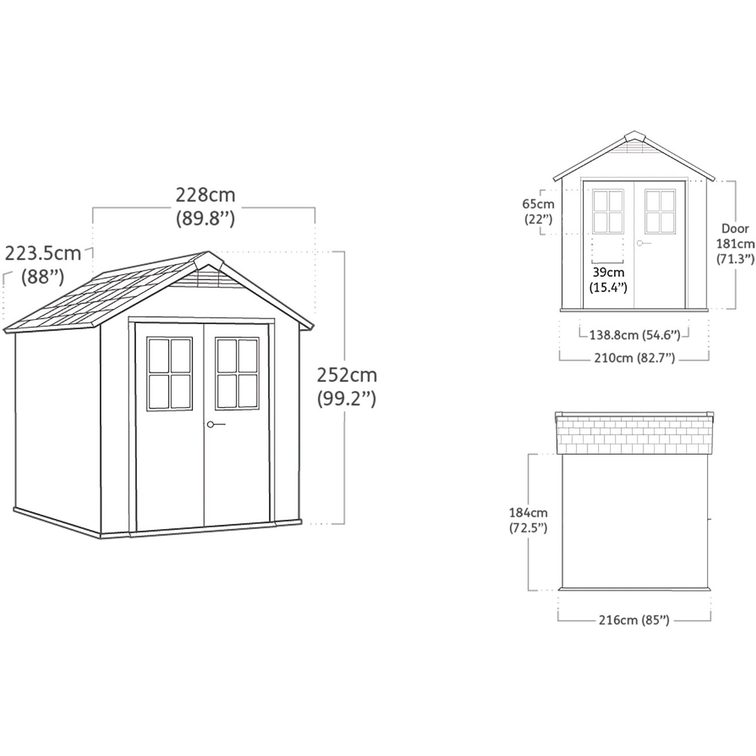 KETER - Casetta da giardino Newton 757 - h252x228x223,5 cm