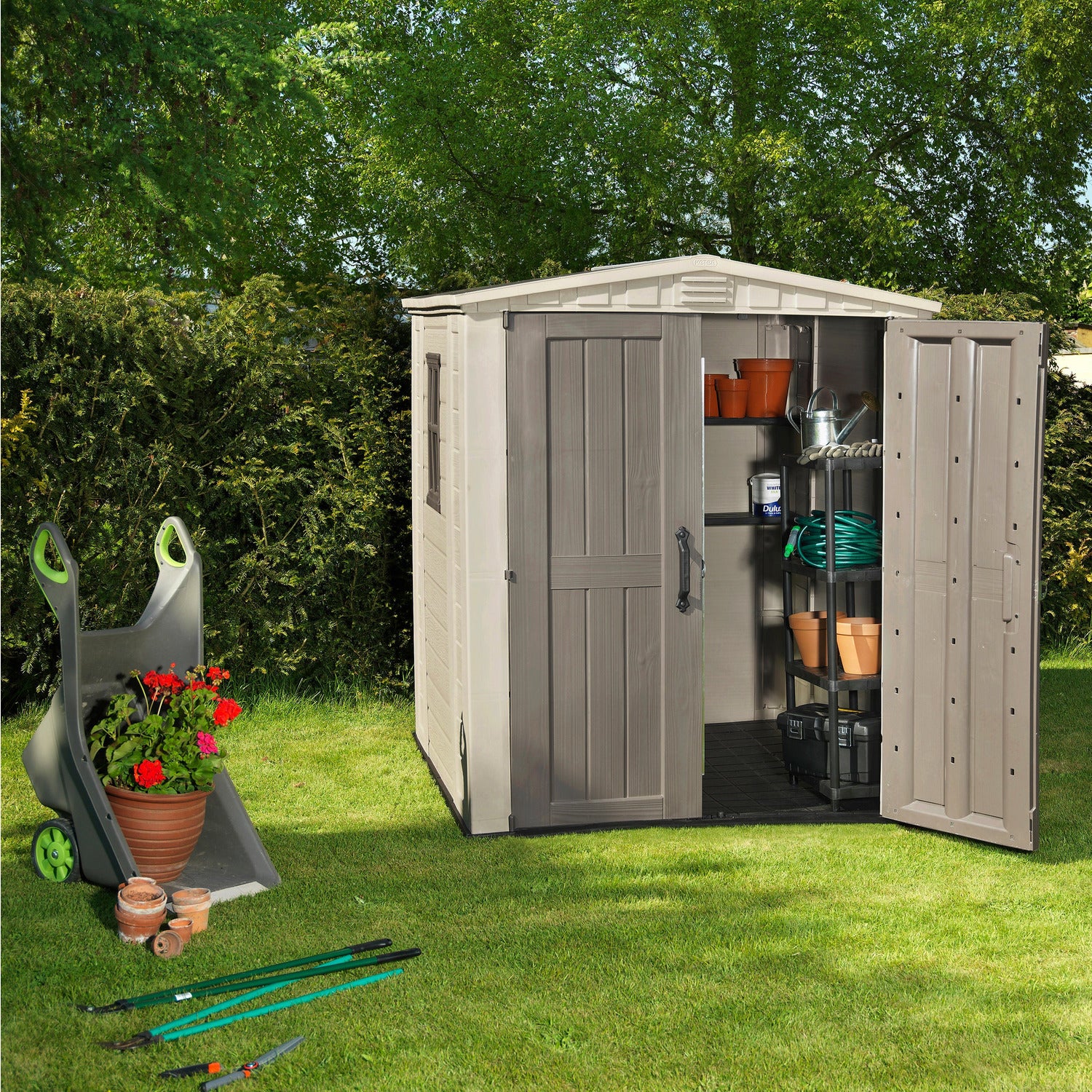 KETER - Casetta da giardino grande beige Factor 6x6 - h208x195,5x178 cm