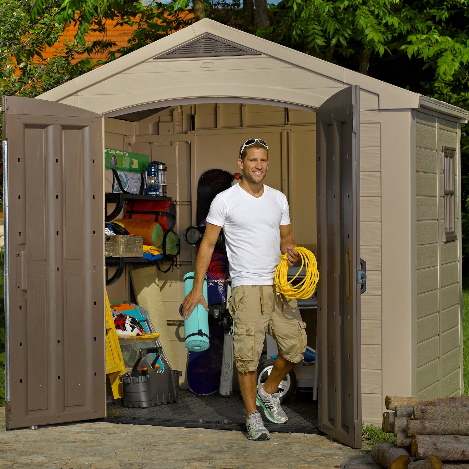 KETER - Casetta da giardino grande beige Factor 8x6 - h243x256,5x182 cm