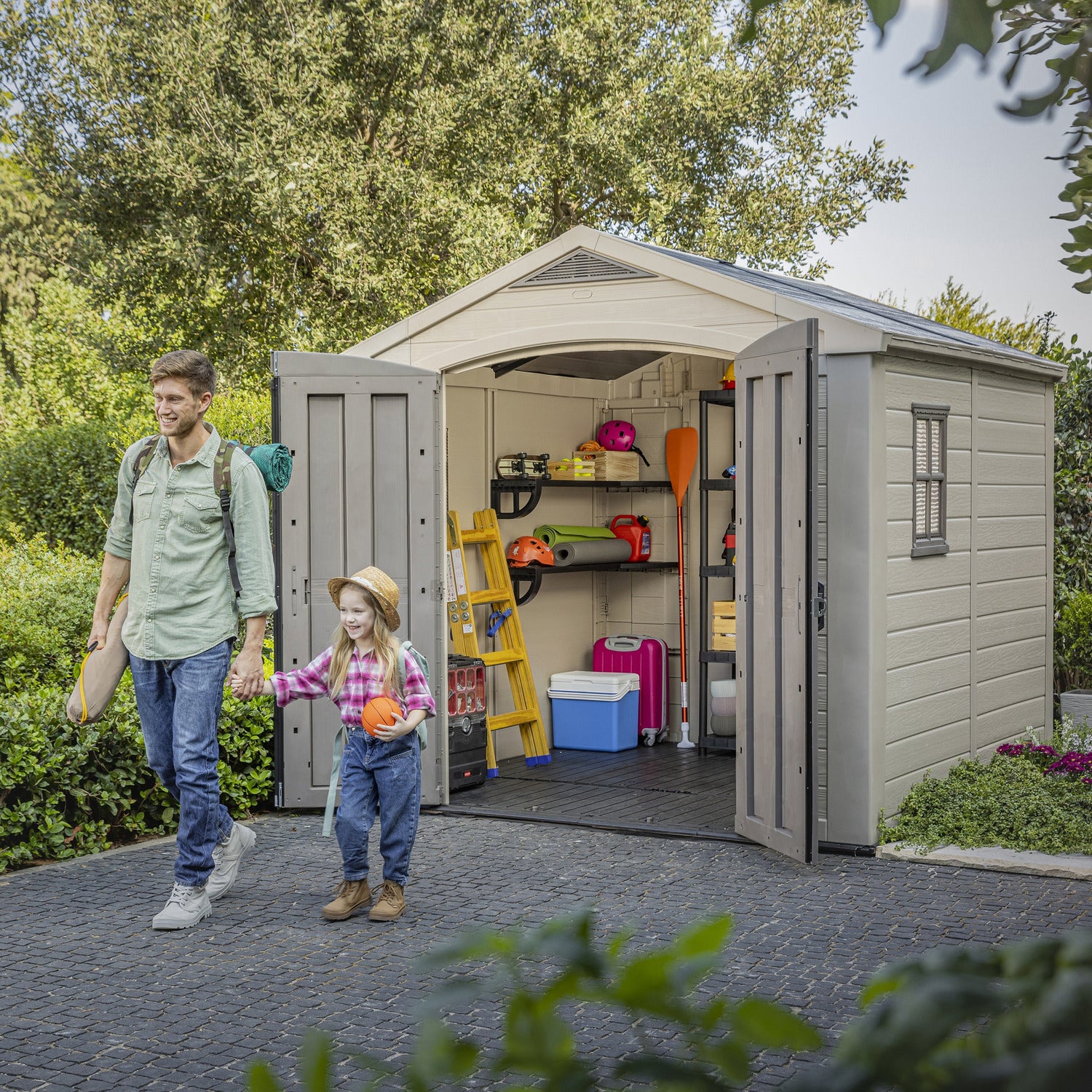 KETER - Casetta da giardino grande beige Factor 8x8 - h243x255x256,5 cm