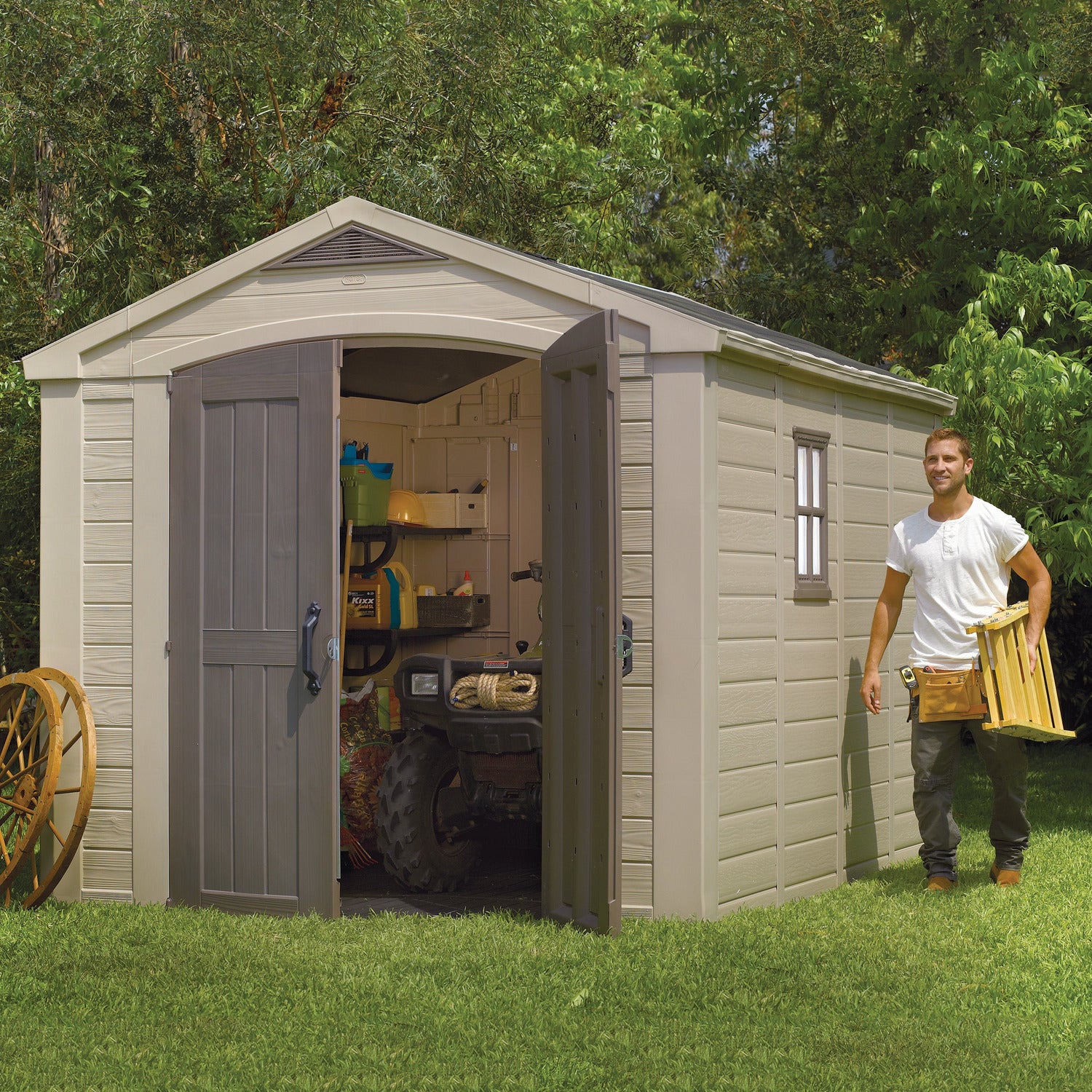 KETER - Casetta da giardino grande beige Factor 8x11 - h243x331,5x256,5 cm