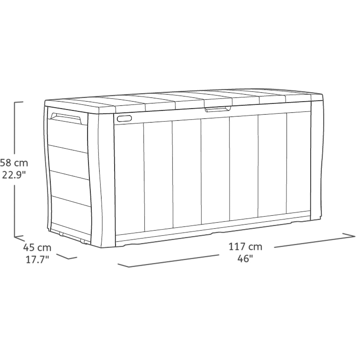 KETER - Baule da giardino grafite Sherwood - h58x117x45 cm