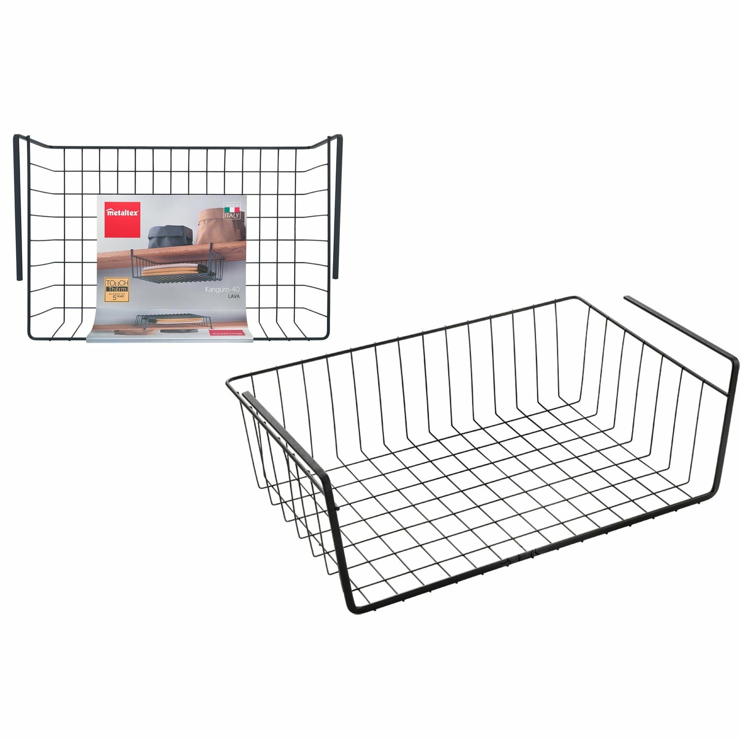 METALTEX - Cestello sottopensile Kanguro nero - h14x40x26 cm