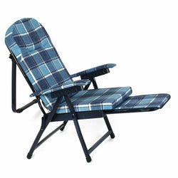 METAL FAR - Sedia a sdraio reclinabile imbottita con poggiapiedi - 170x60x61,5 cm