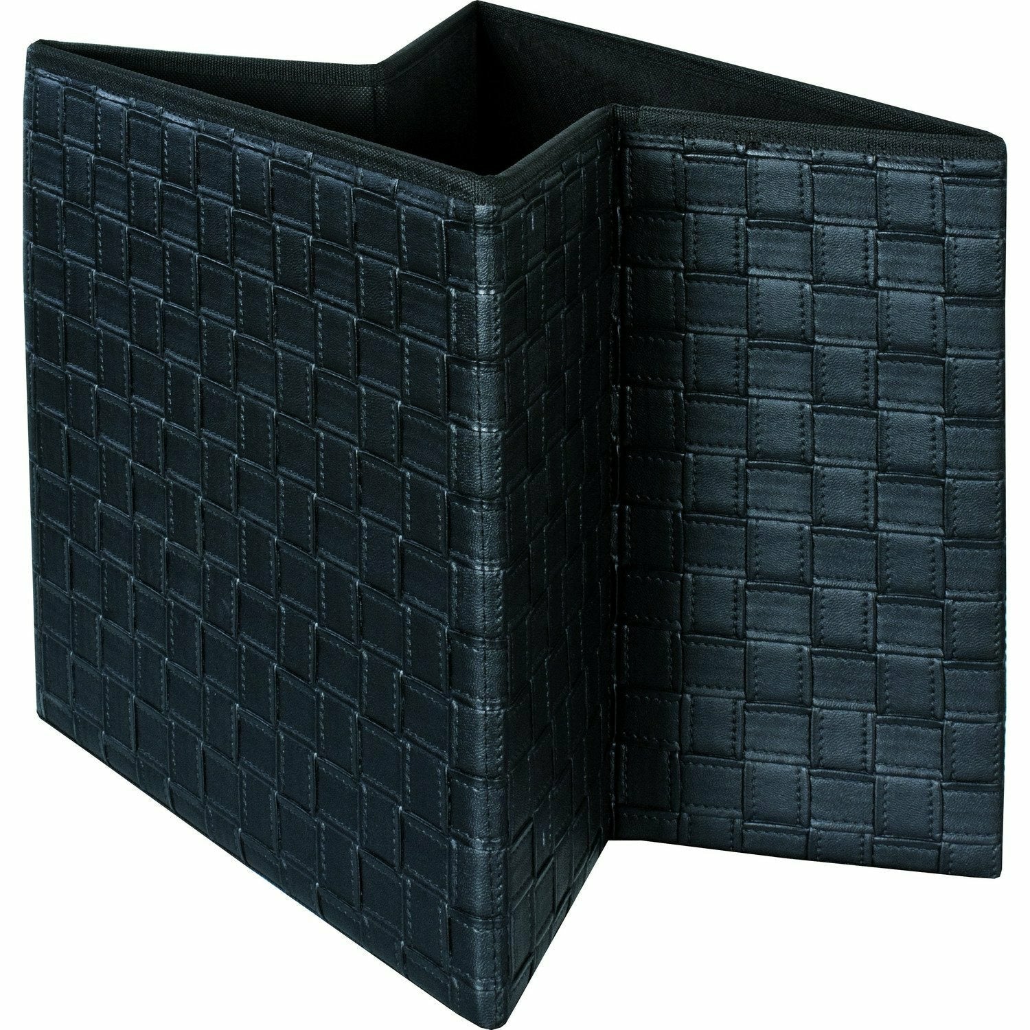 VESTIAMO CASA - Pouf contenitore nero in ecopelle richiudibile - 38x38 cm
