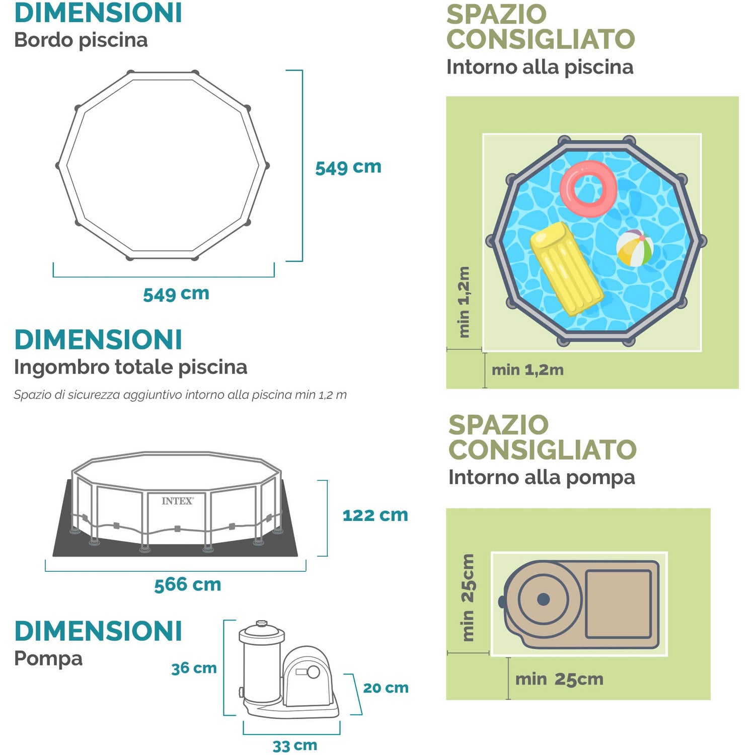INTEX - Piscina Rotonda Prisma Frame - altezza 122 cm diametro 549 cm