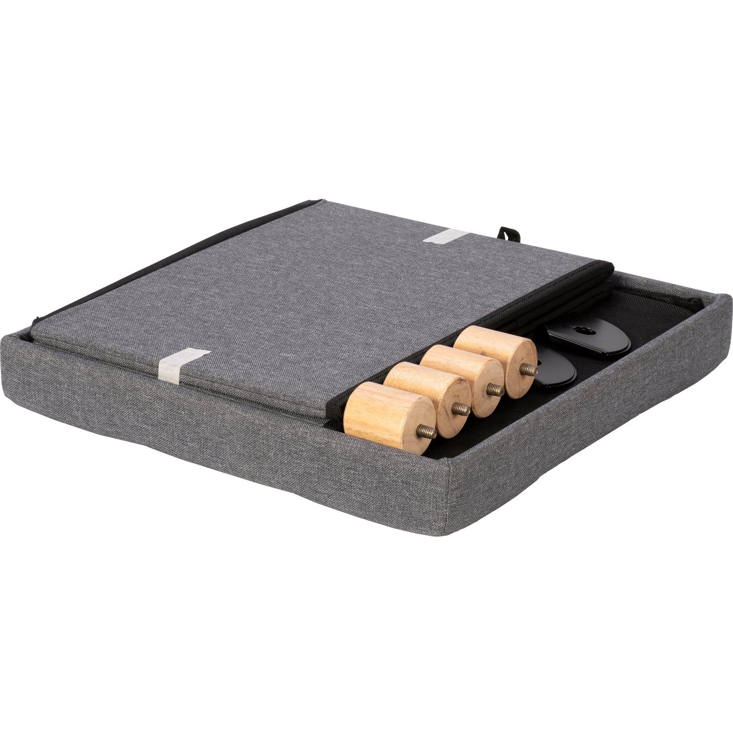 VESTIAMO CASA - Pouf Contenitore Richiudibile Grigio con piedi in legno - h34x38x38 cm